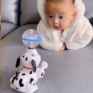 糜岚练抬头玩具新生儿婴幼儿0-3-6三四个月小孩8小月龄宝宝哄娃神器玩 旋转小狗+带电池