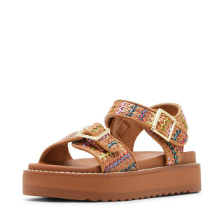 Steve madden girls gal wedge sandals cognac multicolor 4 big kid