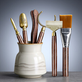 Tangfeng ru kiln tea ceremony six gentlemen set tea set accessories storage tube special tools and supplies for tea making scissors tea clips jianshan tea ceremony tube + tianyuan six-piece set