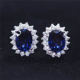 Shaoyu tanzanite sapphire tanzanite earrings for women sterling silver plated 18k gold princess diana diamond temperament hypoallergenic earrings versatile white gold / 1 pair