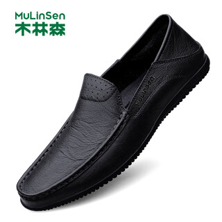 Mulinsen men's shoes business casual soft surface soft sole driving shoes size 42 black 8836
