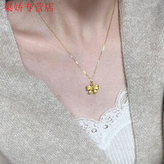 Graycewody old phoenix 999 gold fugitive princess bow necklace light luxurious gold pendant necklace design fugitive princess necklace heartbeat old phoenix gold store