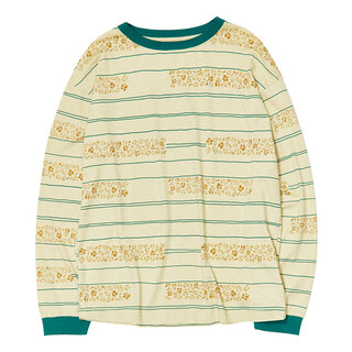 Allblu allblu youlan can also be worn by sensitive skin. soft hemp long-sleeved t-shirt. breathable and skin-friendly t-shirt for parents and children. seaweed gray stripes 165