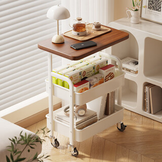 Shanshan wood art coffee table living room sofa side table small apartment mobile storage rack side table snack rack small table