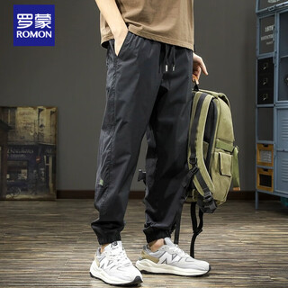 Romon spring and autumn 2025 workwear men's casual pants loose quick-drying sports pants new harem charge leg pants men black autumn and winter style l recommended weight 130-150jin jin is equal to 0.5 kg
