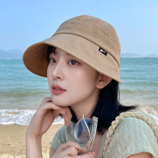 Pull back pure cotton beach sun hat women's spring and summer loose and versatile sun hat new outdoor cycling face-covering sun hat khaki