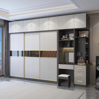 Solid wood sliding door wardrobe home bedroom modern simple small apartment sliding door cabinet italian style light luxury wardrobe customization wardrobe full series package installation length 120cm * depth 60cm * height 200cm