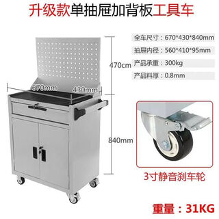 Pupan hardware tool cart workshop auto repair drawer cart tool cabinet multifunctional mobile repair hardware worker upgraded single drawer with back plate