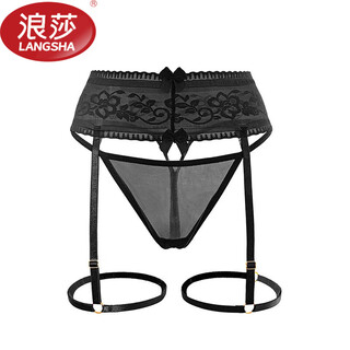 Langsha sexy garter all-in-one stockings garter belt leg ring leather stockings leg belt sentimental lace thigh strap leg ring black silk black one-piece garter belt