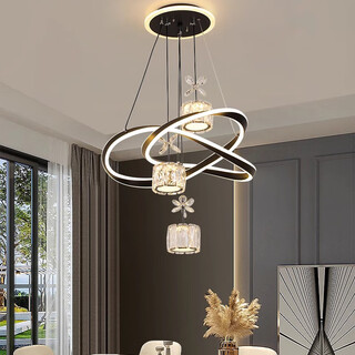 Junnian restaurant chandelier modern and simple 2025 most popular new three-head crystal home living room dining room table lamp 2099jn black/crystal chandelier/three-speed light color 120w three-color dimmer switch