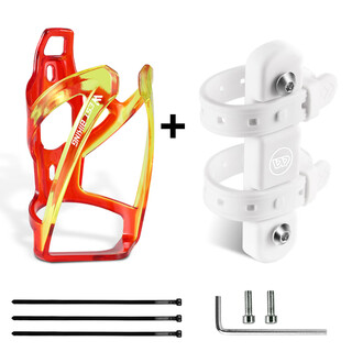 Shantou lincun bicycle water bottle rack without drilling, mountain bike road bike water bottle and cup holder, adjustable riding bracket, white + colorful water bottle rack