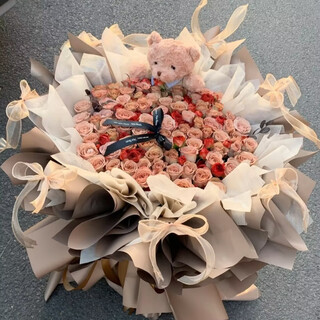 Hua and qianxun flower gift cappuccino rose bouquet for girlfriend and wife’s birthday gift flowers delivered nationwide in the city 99 cappuccino bouquets + teddy bears delivered in the city supports appointment dates