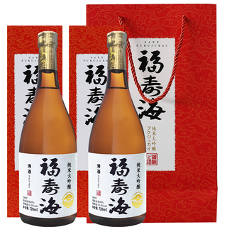 Fukushoukai sake junmai daiginjo four cuts and five minutes 45% polished japanese sake and foreign liquor non-japanese rice wine fukujukai four cuts and fives 720ml double gift box