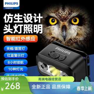 Philips philips headlight strong light charging ultra-bright induction head-mounted miner's lamp ultra-long life outdoor night fishing light flashlight