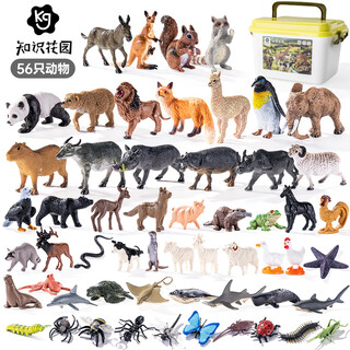 知识花园动物模型玩具儿童3-6岁动物园男女孩生日礼物 56件套