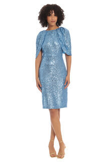 Maggy london women's draped sleeve knee length sequin dress riveria 0