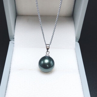 Pearl pendant s925 silver classic large mother-of-pearl bone chain natural sea black 9-10mm