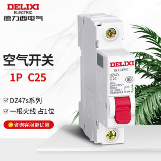 Delixi electrical air switch 1p household 63a single-phase electric gate switch air circuit breaker 25a