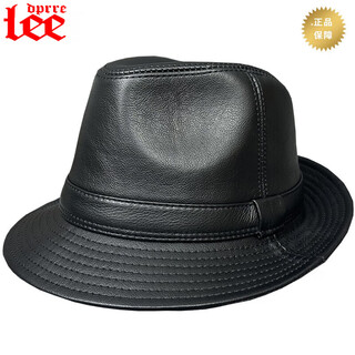 Lee dprre fashion retro jazz hat british style men's new genuine leather hat middle-aged and elderly high-end large-brimmed cowhide hat black 60cm