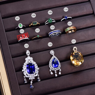 Millais natural colored gem emerald ring sapphire 18k gold diamond tanzanite pendant colored citrine spot 0.33ct emerald ring hand size 15# (107)