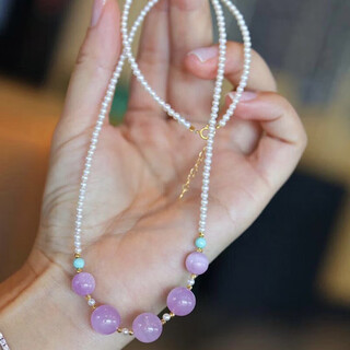 Hanjin palace kunzite pearl clavicle chain jade millet beads simple fashionable versatile sweater chain gift kunzite pearl necklace