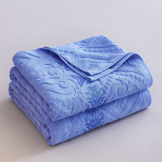 Jingzhixiang cotton towel quilt old-fashioned pure cotton 100% washable summer blanket baby and child cover blanket air-conditioned quilt single and double ancient rhyme-blue 100% skin-friendly cotton 150*200cm single blanket about 2jin jin equals 0.5kg