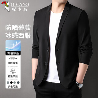 Woodpecker (tucano) suit men's summer icy sun protection single suit jacket professional formal wear business casual top men's black xl