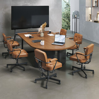 别宇实木小型会议桌椅组合6人位简约现代会议室接待洽谈桌轻奢感 2.2米洽谈会议桌+沃伦办公椅*8