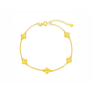 Oeinoein2025 new lucky four-leaf clover exquisite sparkling laser niche 18k gold adjustable women's bracelet gold yellow
