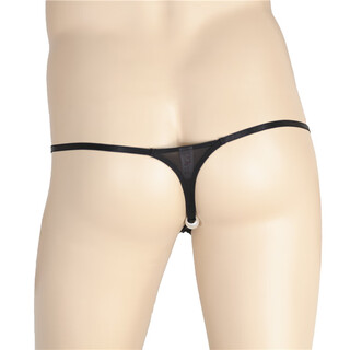 Lingrui's new men's underwear thong sexy ice silk one-thread transparent back court pearl low-waist tight shorts ultra-thin black xxl recommended 160-180 jin jin equals 0.5 kg