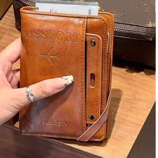 Passport holder, photo protective cover, passport storage bag, card holder, document storage bag, passport bag, travel ticket holder, light brown 11*15*2cm