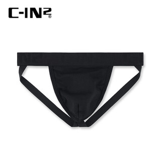 C-in2c-in2 summer new men's thongs modal fabric, light and comfortable, u-convex sexy double thongs 9025b 001 black 1 pair s suitable for 2 feet 1-2 feet 3 waist (28-30 size)