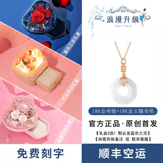 Yadige 18k gold necklace for women, safety buckle chalcedony rose gold pendant, light luxury niche birthday gift for girlfriend, good luck and peace, 18k gold necklace + 18k gold flat