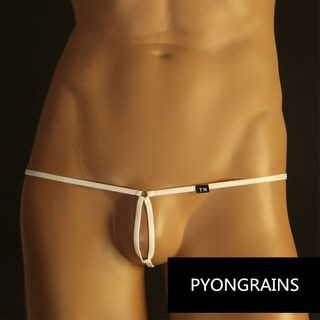 Men's t-string sexy bandage pants solid color t-pants low-waist underwear sexy butt-revealing t-pants free white xl