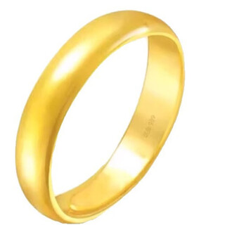 Yage 999 ancient method ring for women gold color 24k plain ring wide face couple ring live mouth ring lover ring live mouth plain ring ring 1 gram gold (0.25)