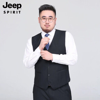 Jeep spirit spring and autumn large size fat people suit vest men's suit casual professional formal wear korean large vest trendy vest new style black 7xl (210-230jin jin is equal to 0.5 kg)