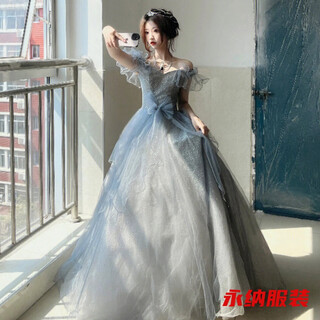 Xuan tuya french blue fugitive princess dress new style princess dress light luxury niche adult ceremony music student art test blue l