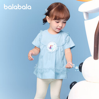 Balabala baby short-sleeved t-shirt girls tops 2025 new summer clothes sweet and fashionable pink blue 80025 100