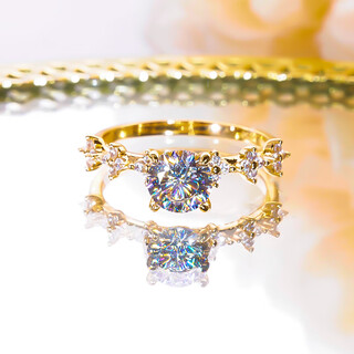 Lie rui super flash star wishes moissanite diamond ring women's 18k gold plated four-prong light luxury niche proposal wedding ring for girlfriend no. 9