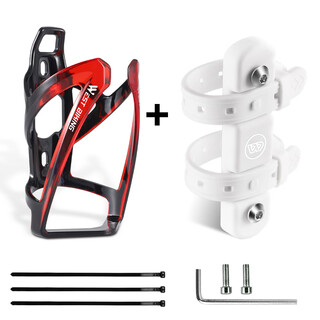 Shantou lincun bicycle water bottle rack without drilling, mountain bike road bike water bottle and cup holder, adjustable riding bracket, white + black and red water bottle rack