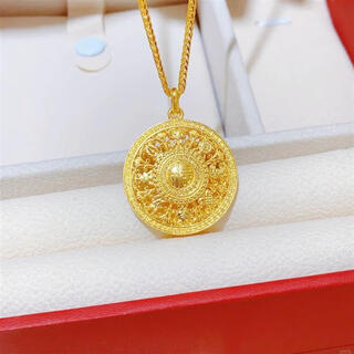 Puli vietnamese 18k gold color eight treasures compass pendant women's hard gold necklace ancient method inheritance hollow fu brand sweater chain vietnam 18k gold color fu brand hollow eight treasures compass