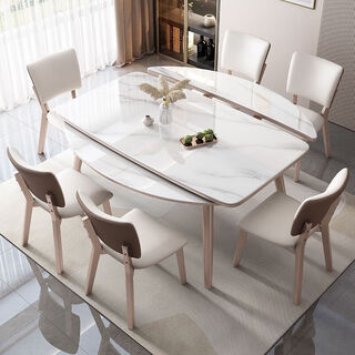 High-end slate solid wood dining table for household small apartments with telescopic reinforced base plate for household square and round dining tables and chairs 12mm slate retractable dining table 130*80*75cm