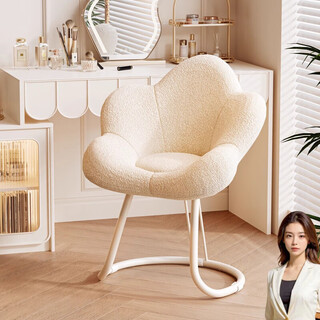 Jifei internet celebrity makeup chair girls bedroom dressing table stool light luxury cream style rotating makeup stool petal back chair white fixed type thickened white frame