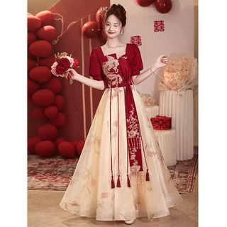 Seidler high-end gauze skirt wedding toast dress 2025 new bride return home engagement host performance evening dress dress picture color 2xl