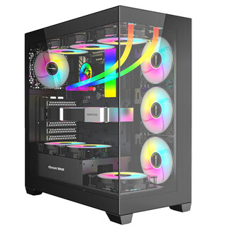 长城长城海景房系列视界S1双面玻璃S3无立柱台式机电脑机箱 长城视界S3黑色（ATX/360水冷位） 空机箱不含风扇
