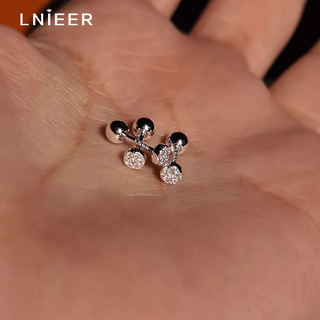 Lnieer999 pure silver super flash ear hole earrings simple temperament small earrings ear bone nails 2025 new premium earrings for women super flash earrings 999 pure silver