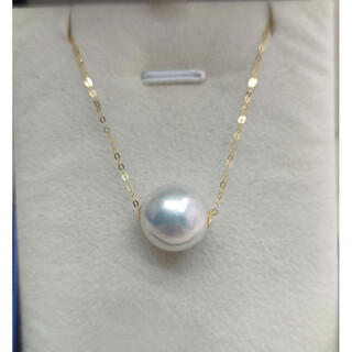Xinxiangdu natural freshwater pearl passepartout pendant, round mirror, large light bulb, edison 18k gold saiao white clavicle chain, 18k gold patch cold white light (free silver chain) 13-14mm x 45cm