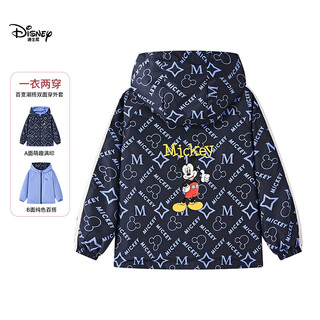 Disney reversible jackets for boys and girls 2025 autumn new children's junior high school students hooded tops thin jackets
