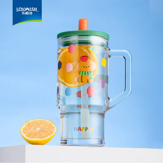 Leweisi glass water cup for girls, high-looking ice cup, 2025 new super large capacity straw cup, office water cup, ice cup, teddy green, 620ml 1 piece