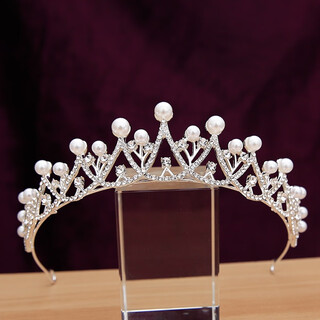 Fujiu korean high-end wedding dress accessories round face slimming bride wedding headdress crown veil white gauze simple and elegant crown simple dress